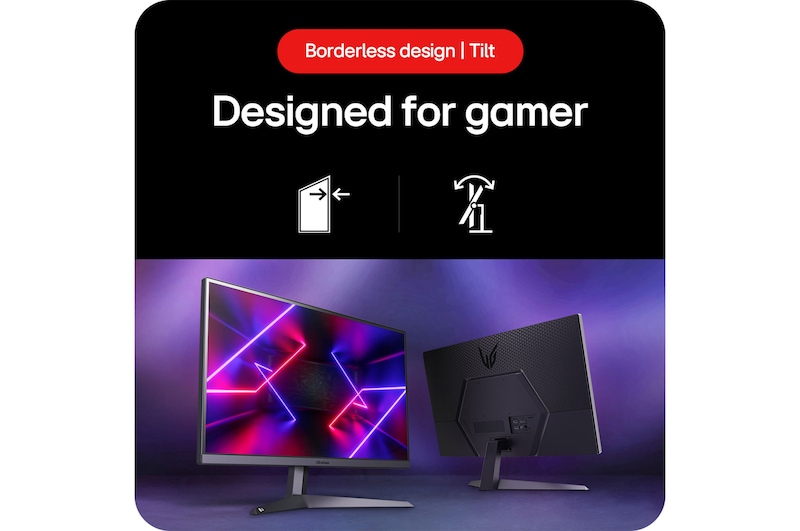 LG UltraGear Gaming Monitor 24GS50F, featuring a borderless design and Tilt functionality stand, designed for gamers.