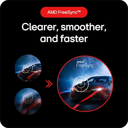 LG UltraGear Gaming Monitor 24GS50F, delivering a clearer, smoother, and faster gaming experience through AMD FreeSync™ technology.