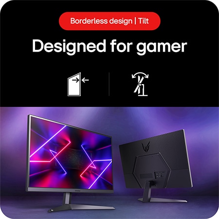 LG UltraGear Gaming Monitor 24GS50F, featuring a borderless design and Tilt functionality stand, designed for gamers.