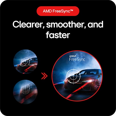 LG UltraGear Gaming Monitor 27GS50F, delivering a clearer, smoother, and faster gaming experience through AMD FreeSync™ technology.