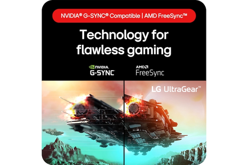 LG UltraGear Gaming Monitor 24GS60F, providing technology for flawless gaming through compatibility with NVIDIA® G-SYNC® and AMD FreeSync™.