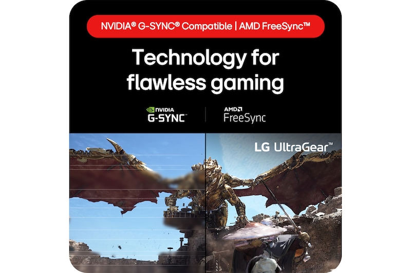LG UltraGear Gaming Monitor 27GS75Q featuring NVIDIA® G-SYNC® Compatible and AMD FreeSync™ technology for seamless, tear-free gaming.