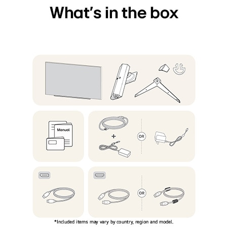 LG UltraGear Gaming Monitor 27GS75Q showing an overview of all included components, including the monitor body, stand parts, manual, and HDMI, DP, and USB cables.
