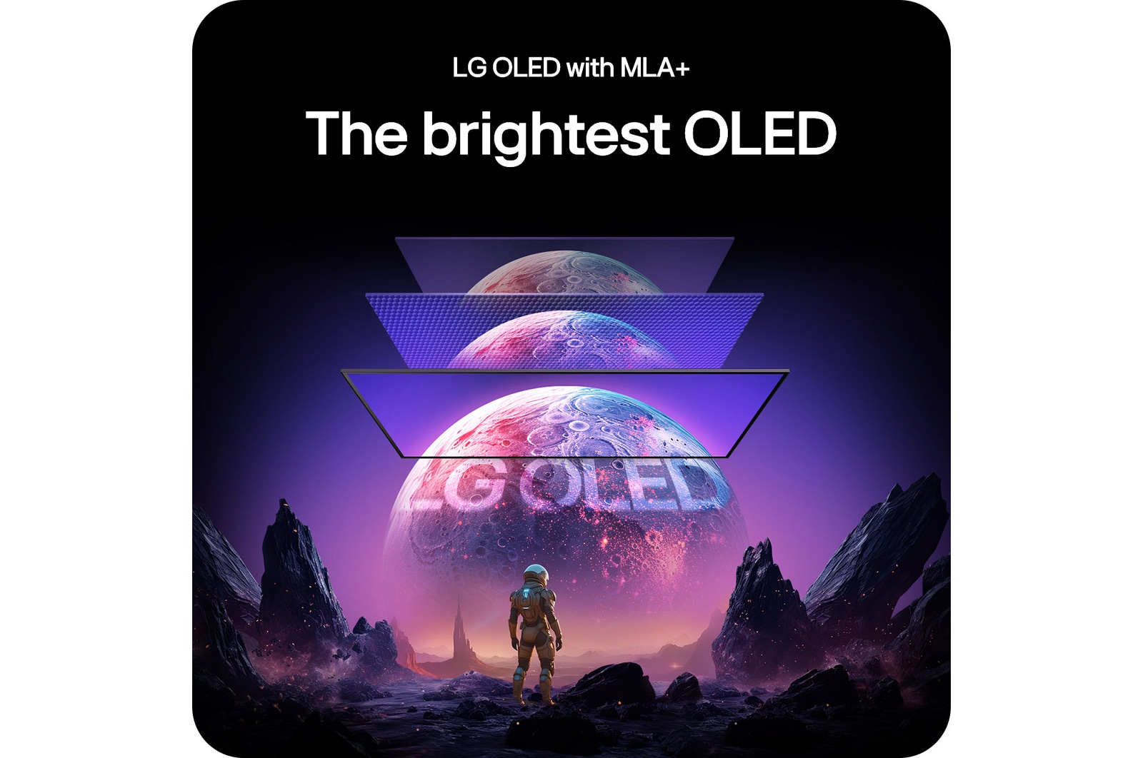 LG Monitor 27GX790A highlighting LG OLED with MLA+ technology, delivering the brightest OLED picture with superior contrast for stunning visual quality.