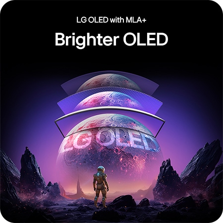 LG Monitor 34GX90SA highlighting LG OLED with MLA+ technology, delivering the brightest OLED picture with superior contrast for stunning visual quality.