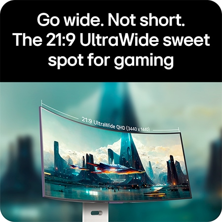 LG Monitor 34GX90SA delivers the 21:9 UltraWide QHD (3440 x 1440) gaming sweetspot via its Curved Display for a wide and immersive field of view.