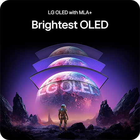 LG Monitor 45GX90SA-B highlighting LG OLED with MLA+ technology, delivering the brightest OLED picture with superior contrast for stunning visual quality.