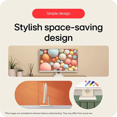 LG Smart Monitor 27U511SA-W in Simple Design, featuring a stylish, space-saving design and a slim, white profile ideal for modern workspaces.