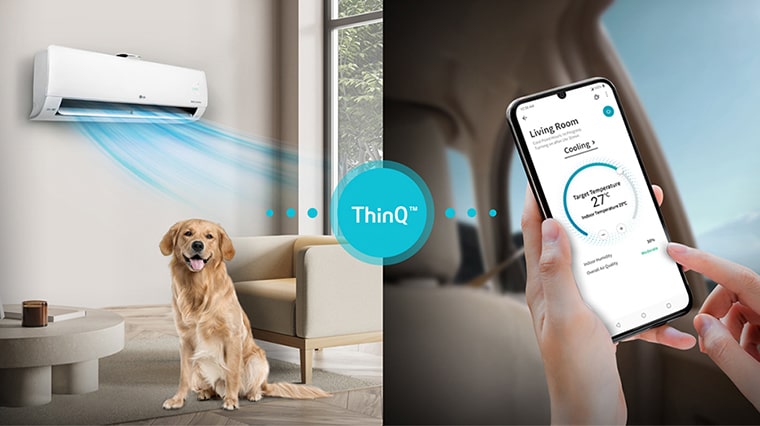 The connection between the air conditioner and the smartphone in the house	