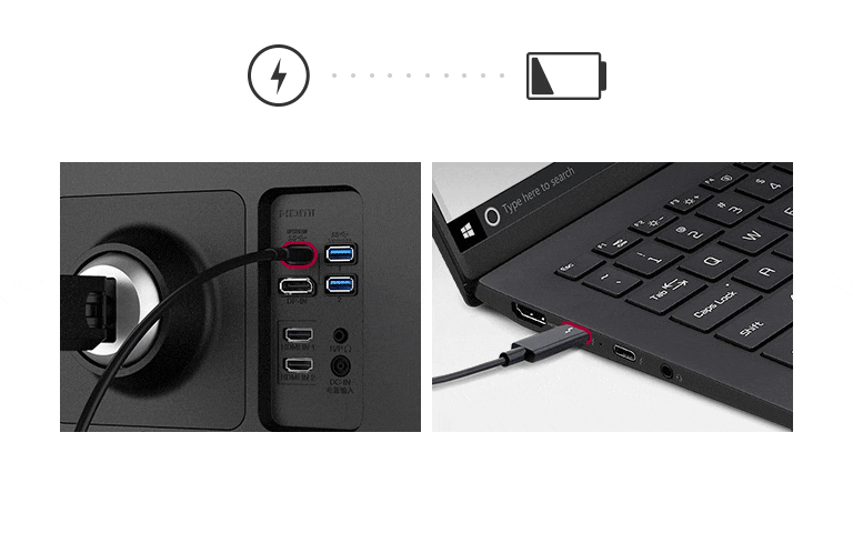 you can power up a monitor, while charging the connected laptop (Up to 96W) simultaneously.