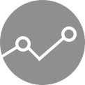 Grey background with a white line graph showing an upward trend, with two data points connected by lines. A white graph line with two points rising diagonally on a red background, indicating an upward trend.