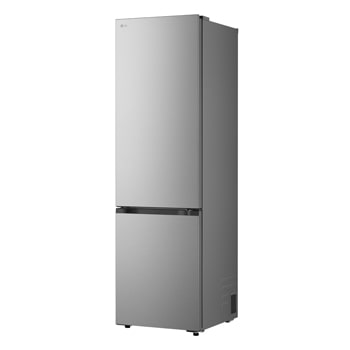 LG fridge freezer (GBBS726CPY) built into dark brown cabinetry with window and sofa on left and sink on right