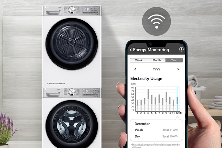 LG ThinQ™ app continuously monitors washing machines