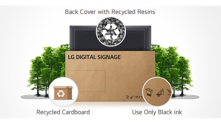 LG digital signage using recycled materials