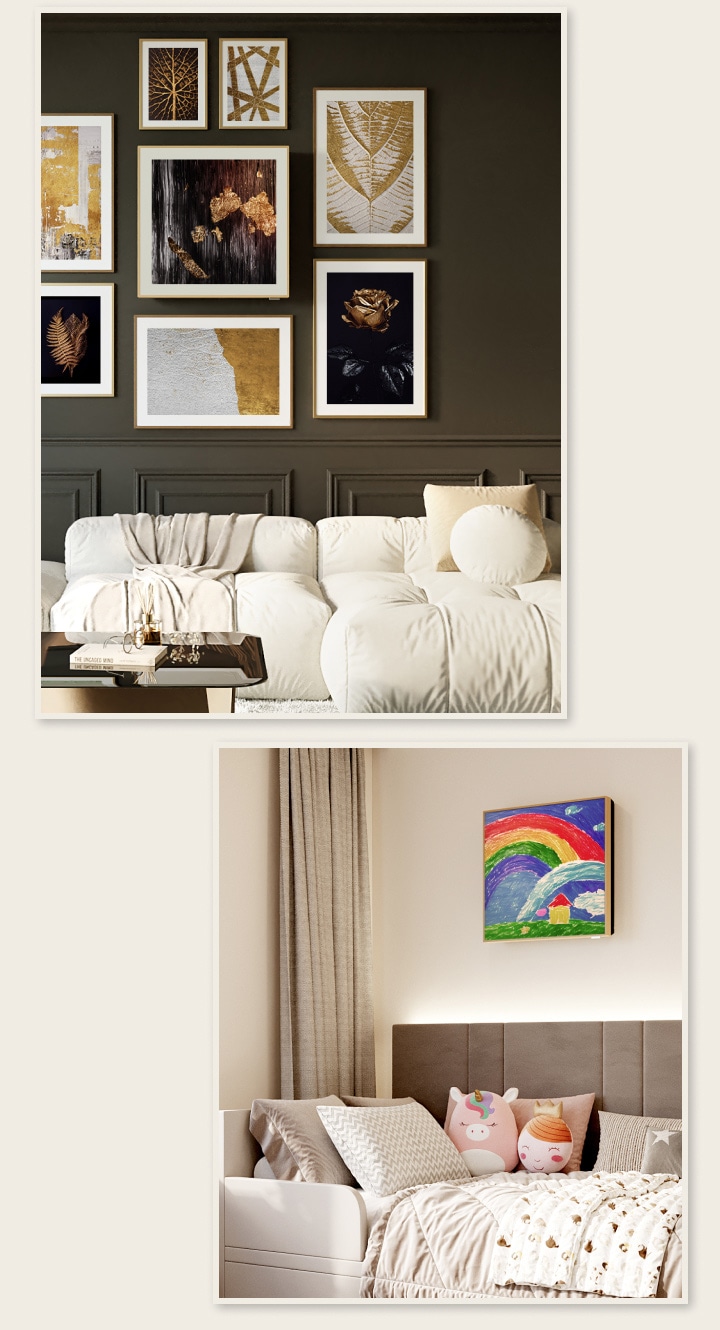 Turn appliance into art with a wood-framed display to showcase any masterpiece.