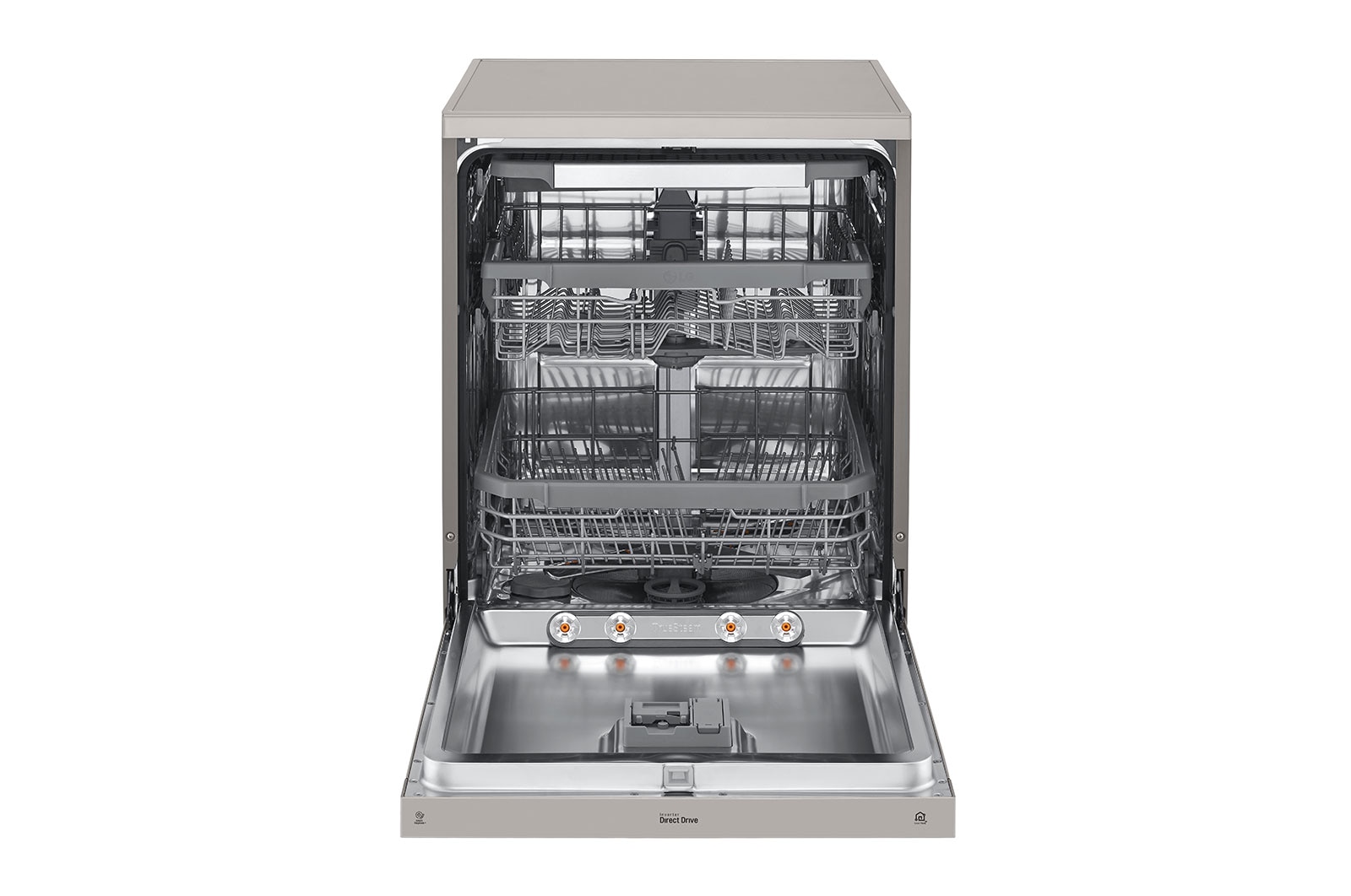 LG 60cm QuadWash™ Freestanding Dishwasher Shiny Steel TrueSteam™, DF325FPS