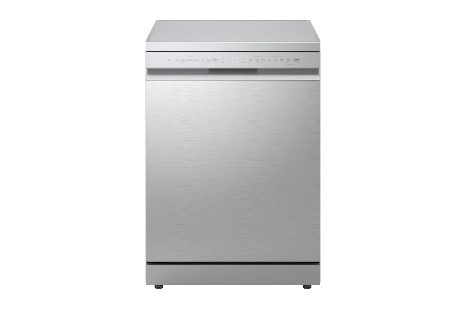 Front View of 14 Place Setting TrueSteam™ Full Size Freestanding Dishwasher in Silver - DF273FVS