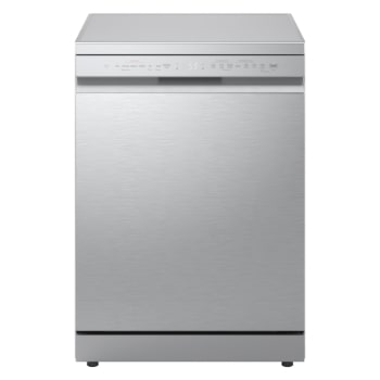 Front View of 14 Place Setting TrueSteam™ Full Size Freestanding Dishwasher in Silver - DF273FVS