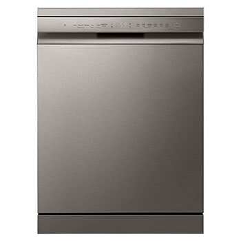 Front view of 60cm QuadWash™ Freestanding Dishwasher Silver with  Easy Rack™ Plus and LG ThinQ™. (DF355FP.APZQEUK)