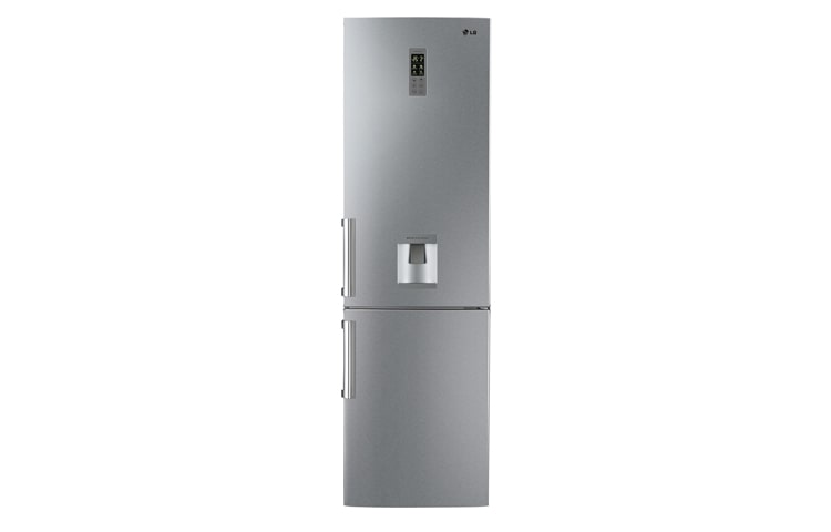 Front view of Stylish Brushed Steel Fridge Freezer with Water Dispenser GB5240AVAW
