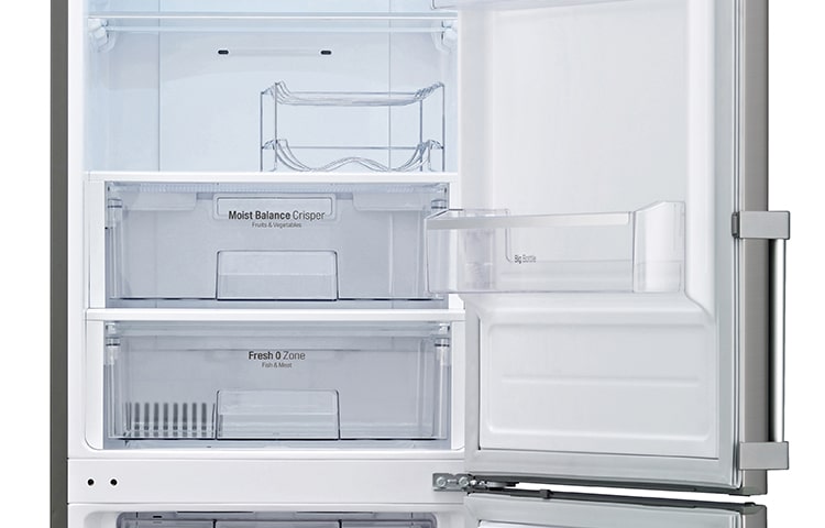 LG Shiny Steel Combi Fridge Freezer, GBB530PZCFB