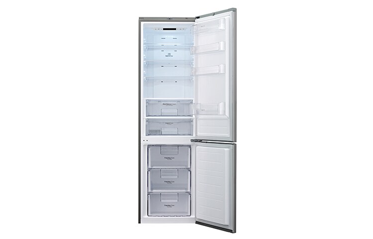 LG Shiny Steel Combi Fridge Freezer, GBB530PZCFS