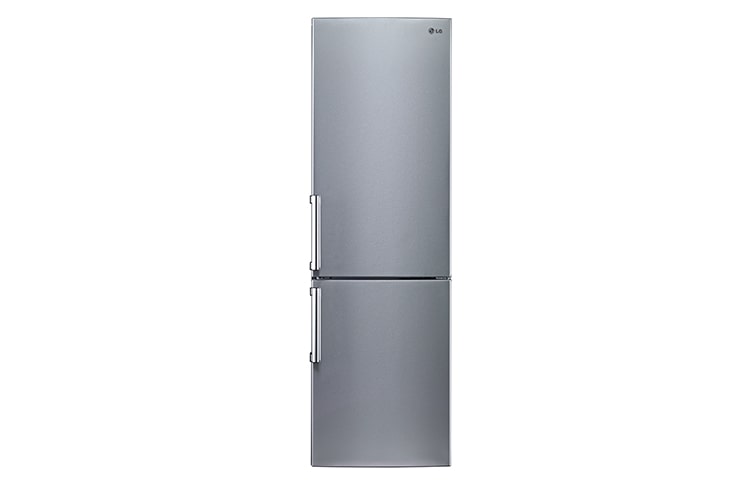 Front view of Shiny Steel Combi Fridge Freezer GBB539PZHWB