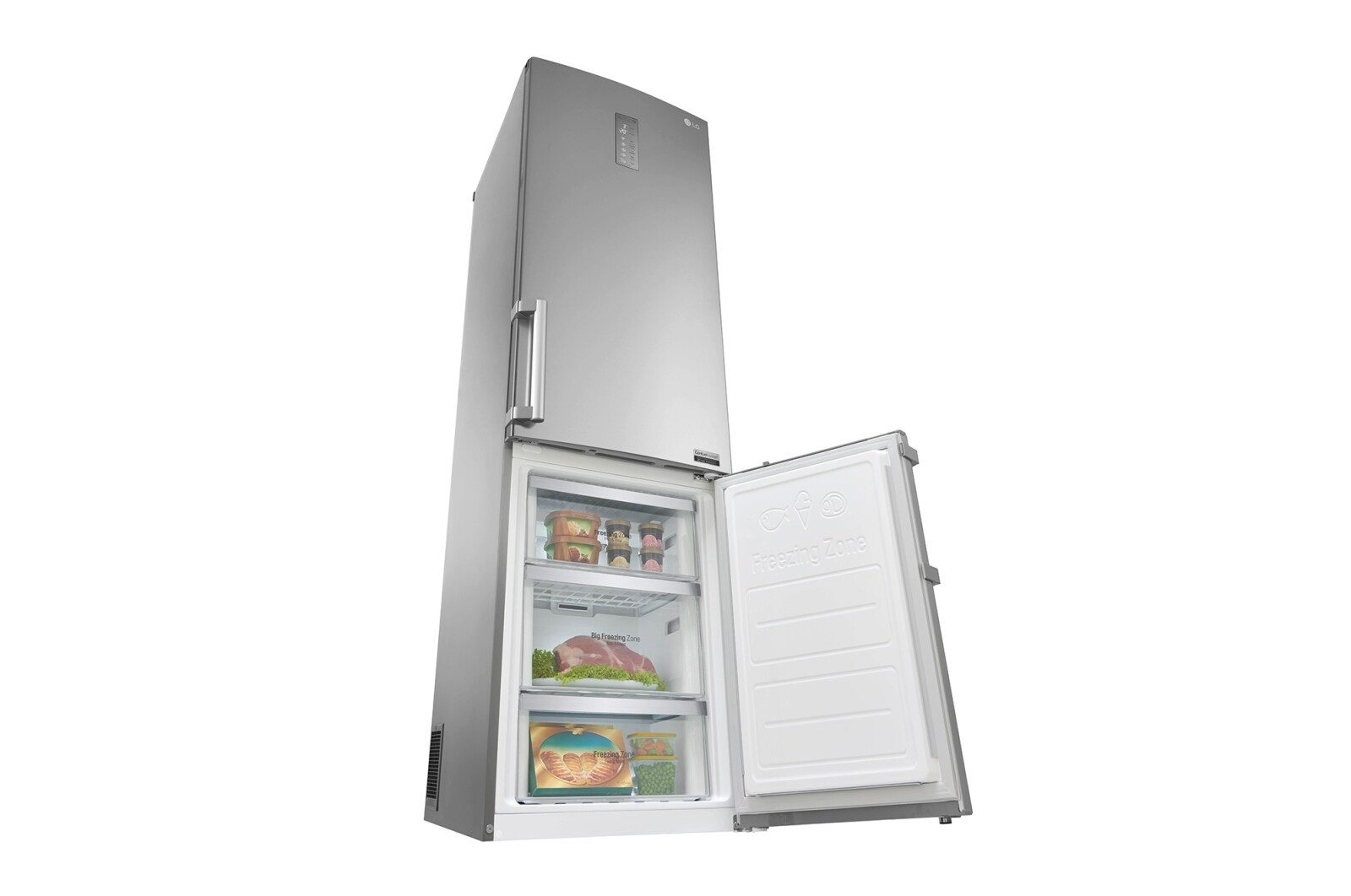 LG GBB60NSYQE Smart 70/30 Fridge Freezer - Premium Steel, GBB60NSYQE