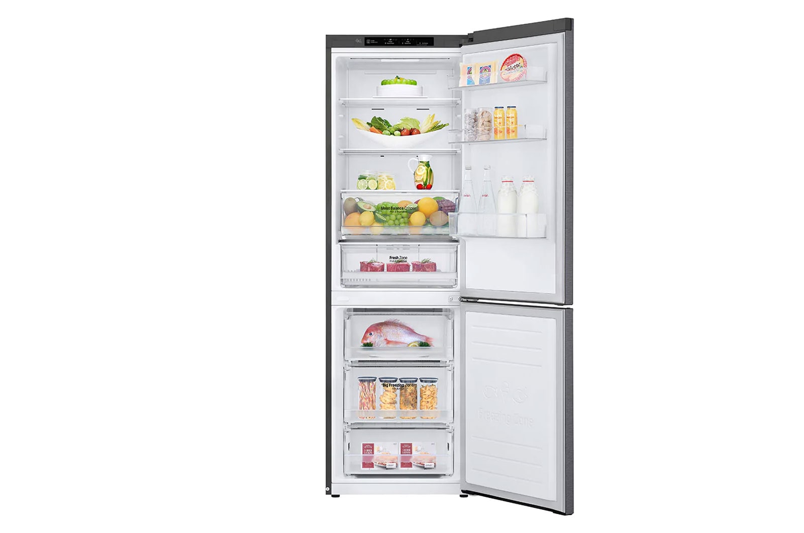 LG DoorCooling™ GBB61DSJZN Fridge Freezer, 341L , Dark Graphite, GBB61DSJZN