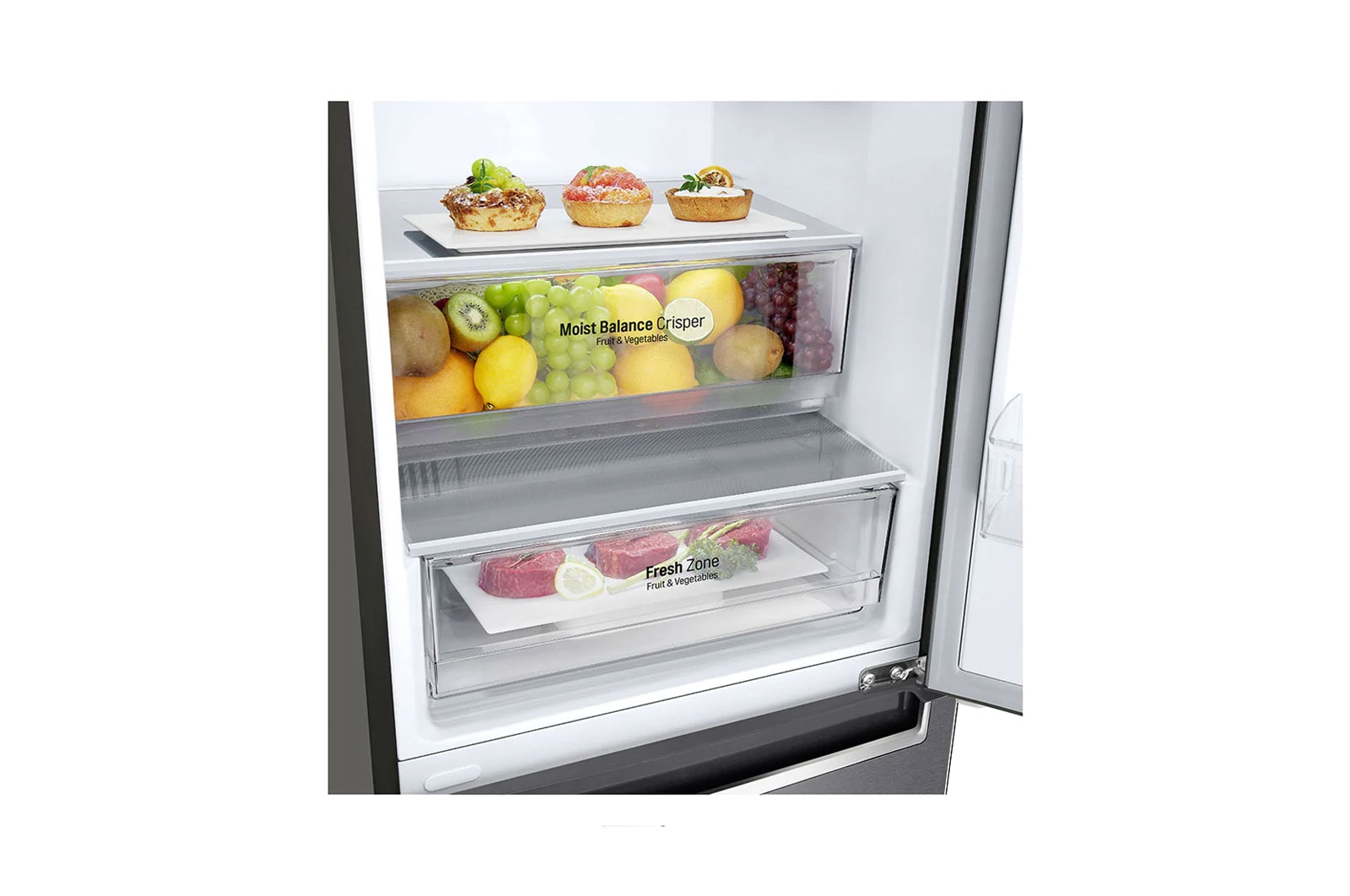 LG DoorCooling™ GBB61DSJZN Fridge Freezer, 341L , Dark Graphite, GBB61DSJZN