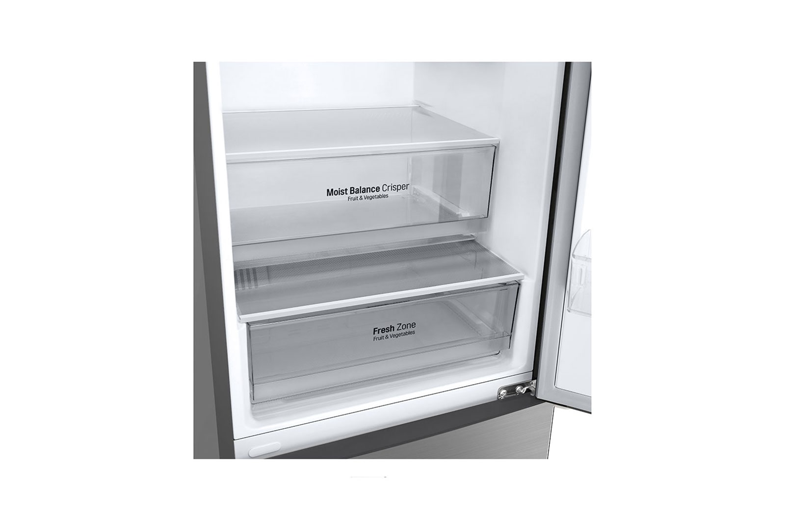 LG 341L Tall Fridge Freezer Total No Frost, Shiny Steel, GBB61PZJEC