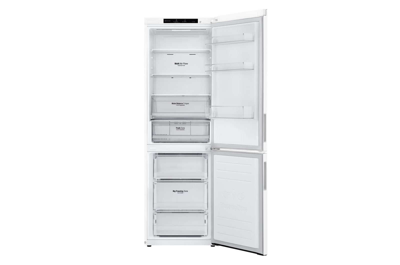 LG 341L Tall Fridge Freezer Super White Total No Frost, GBB61SWJEC