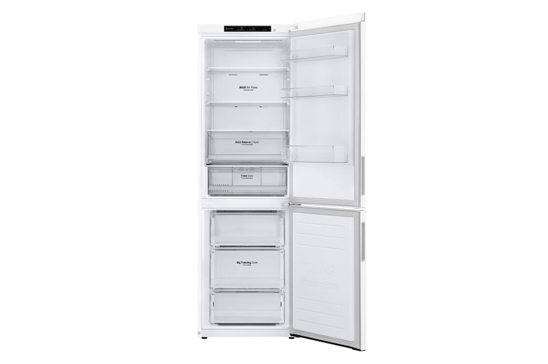 LG 341L Tall Fridge Freezer Total No Frost, Super White, GBB61SWJEC
