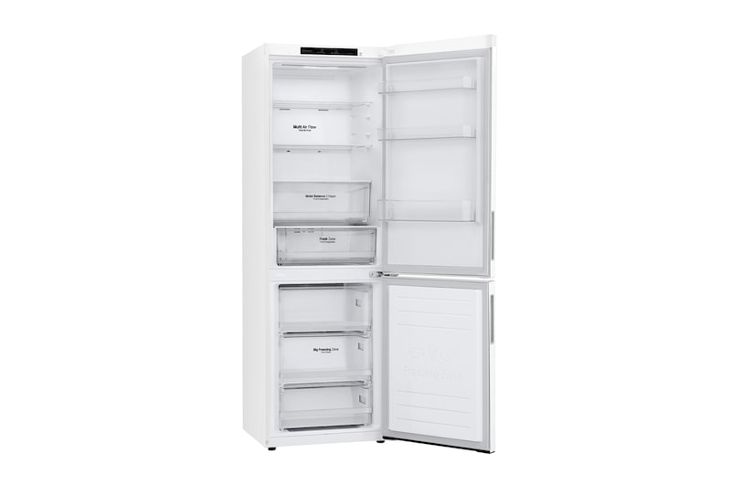 LG 341L Tall Fridge Freezer Total No Frost, Super White, GBB61SWJEC