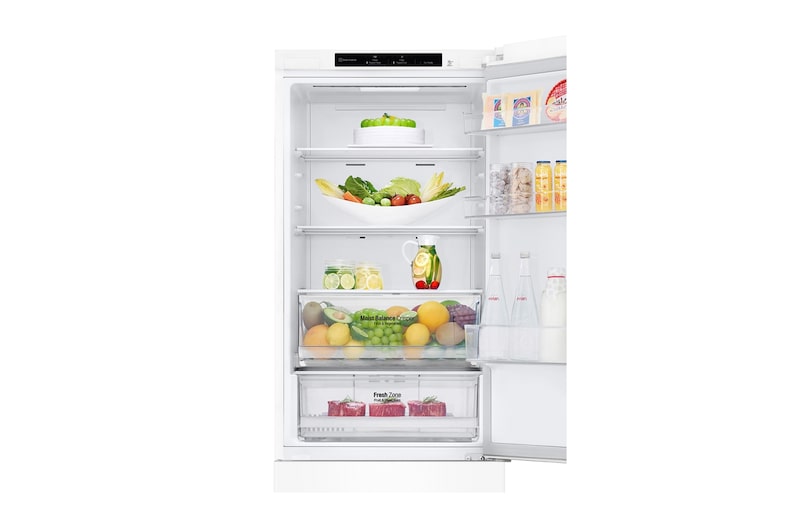 LG 341L Tall Fridge Freezer Total No Frost, Super White, GBB61SWJEC
