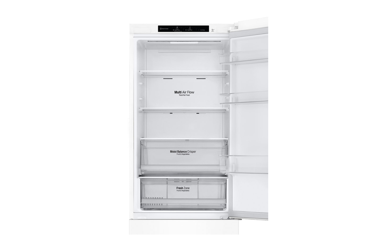 LG 341L Tall Fridge Freezer Super White Total No Frost, GBB61SWJEC