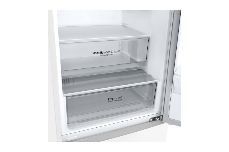 LG 341L Tall Fridge Freezer Total No Frost, Super White, GBB61SWJEC