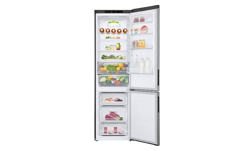 LG 384L Tall Fridge Freezer Shiny Steel Total No Frost, GBB62PZGCC