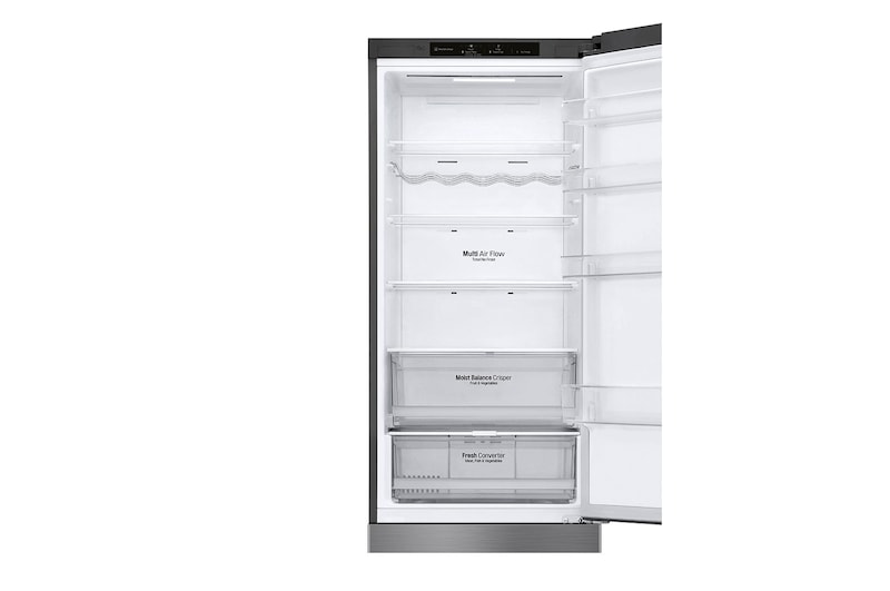 LG 384L Tall Fridge Freezer Shiny Steel Total No Frost, GBB62PZGCC