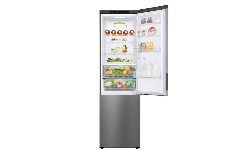 LG 384L Tall Fridge Freezer Shiny Steel Total No Frost, GBB62PZGCC