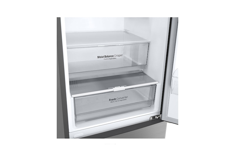 LG 384L Tall Fridge Freezer Shiny Steel Total No Frost, GBB62PZGCC