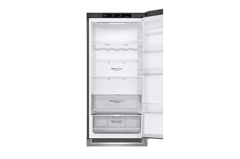 LG 384L Tall Fridge Freezer Total No Frost, Shiny Steel, GBB62PZGFN
