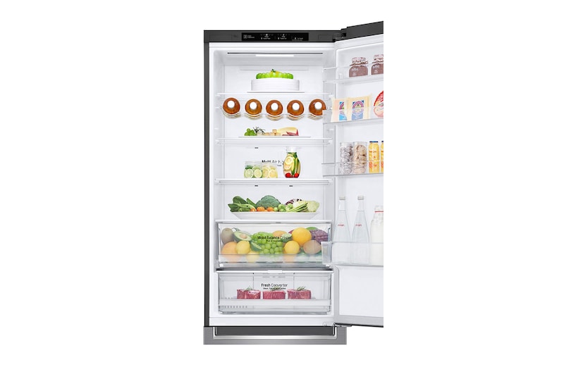 LG 384L Tall Fridge Freezer Total No Frost, Shiny Steel, GBB62PZGFN