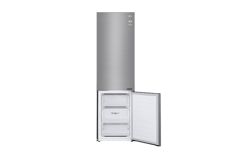 LG 384L Tall Fridge Freezer Total No Frost, Shiny Steel, GBB62PZGFN