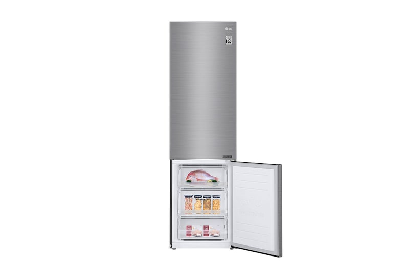 LG 384L Tall Fridge Freezer Total No Frost, Shiny Steel, GBB62PZGFN