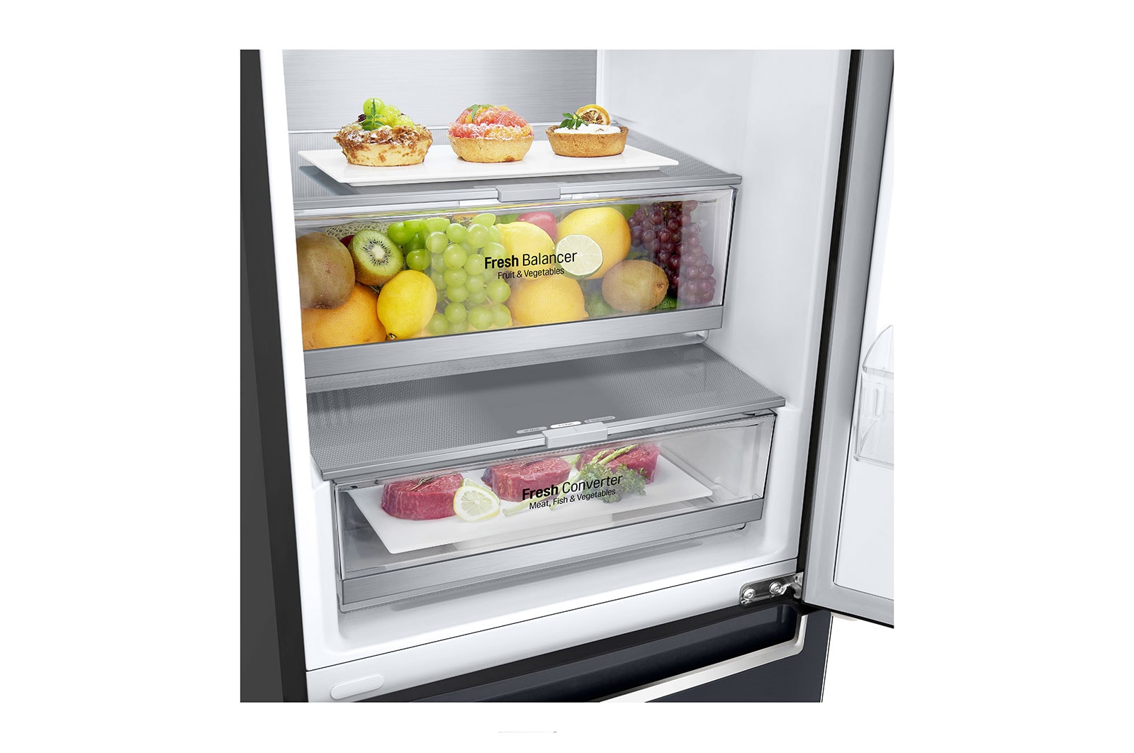 LG 384L Tall Fridge Freezer Matte Black Total No Frost, GBB72MCUFN