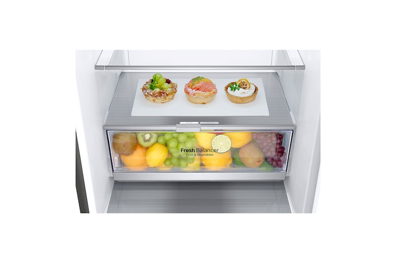 LG 384L Tall Fridge Freezer Total No Frost, Shiny Steel, GBB72PZEFN