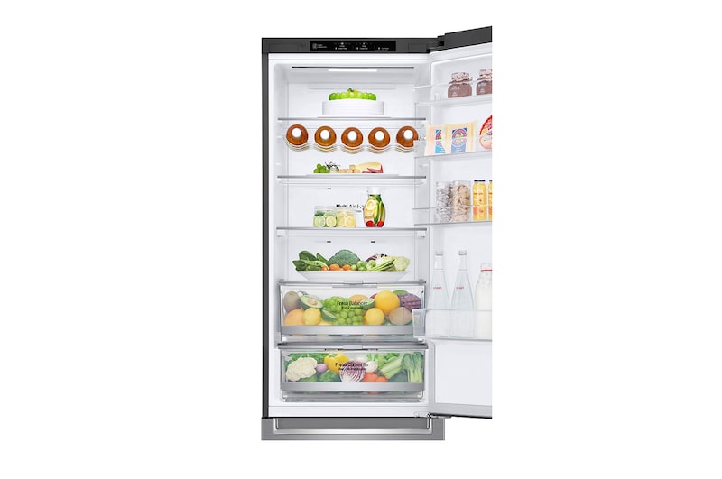 LG 384L Tall Fridge Freezer Total No Frost, Shiny Steel, GBB72PZEFN