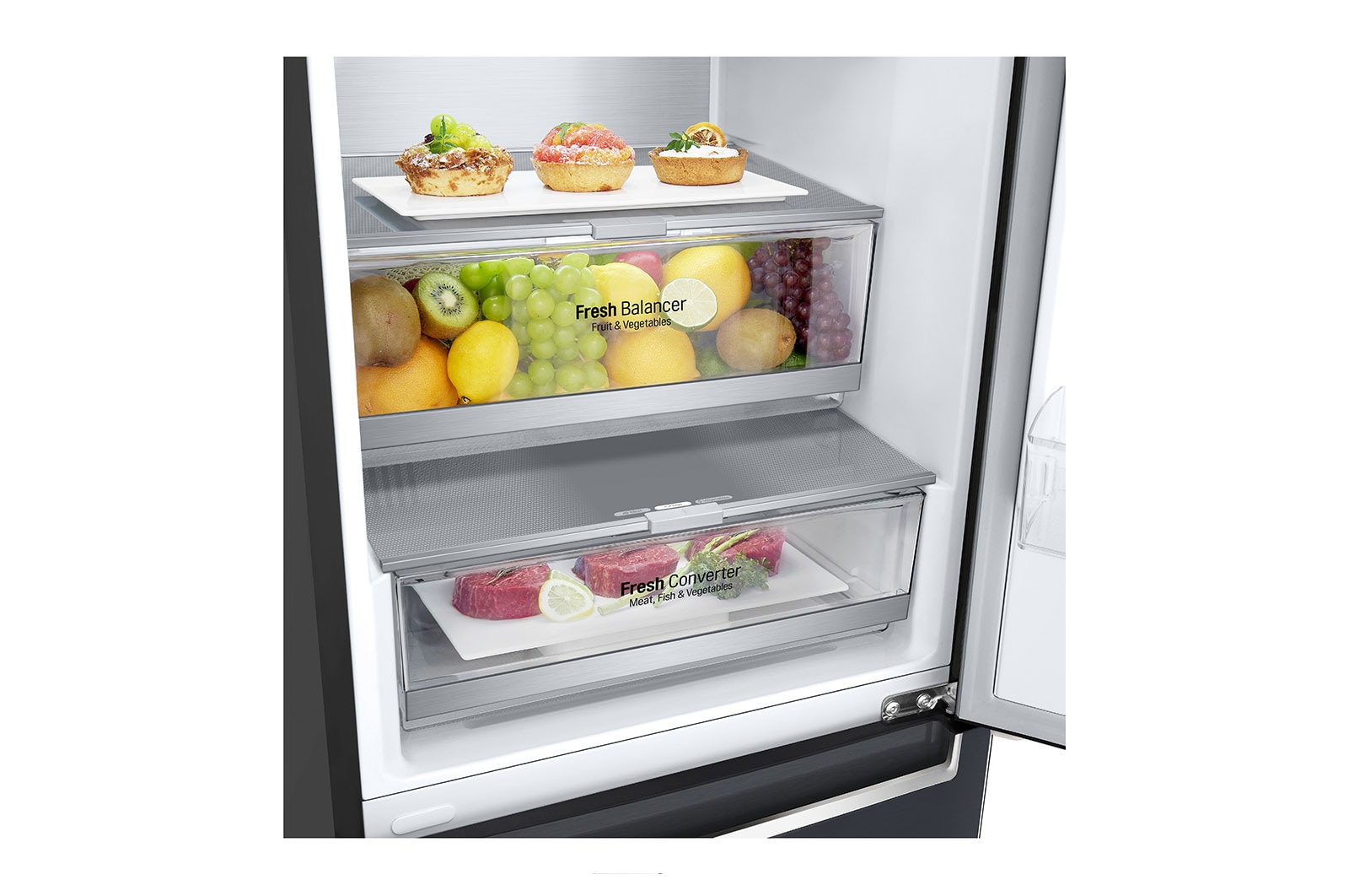 LG 384L Tall Fridge Freezer Matte Black Total No Frost, GBB92MCABP