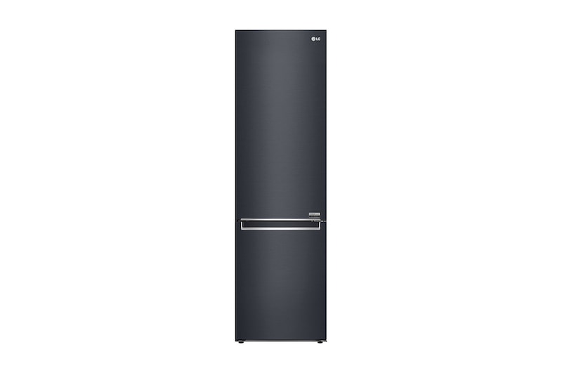 Front view of LG DoorCooling™ GBB92MCBKP Fridge Freezer, 384L, Matte Black GBB92MCBKP
